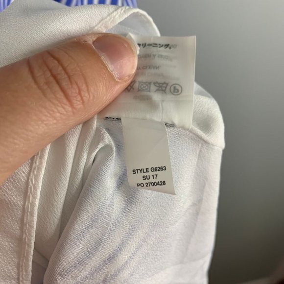 J.Crew Collection Stripe Silk Dress Blue Cold Shoulder Midi Layer Hem Med 10 M - Picture 8 of 12